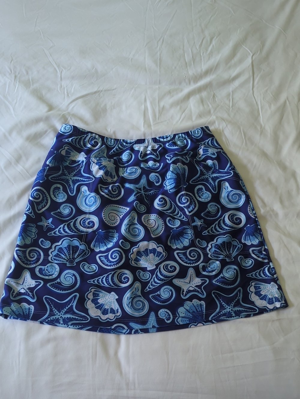 Navy Seashell Print Mini Skirt